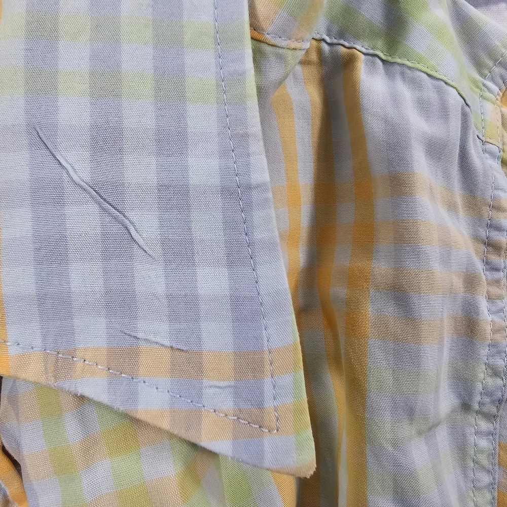 Phat Farm Button Down Shirt MENS XL Yellow Blue Plaid Vintage Y2K Streetwear - Picture 13 of 16